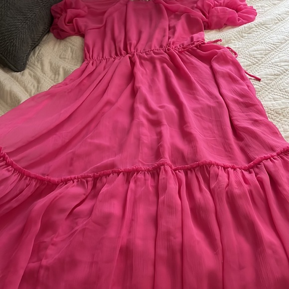 H&M Chiffon Cerise Maxi Dress Long Dress Sz M - Picture 14 of 15